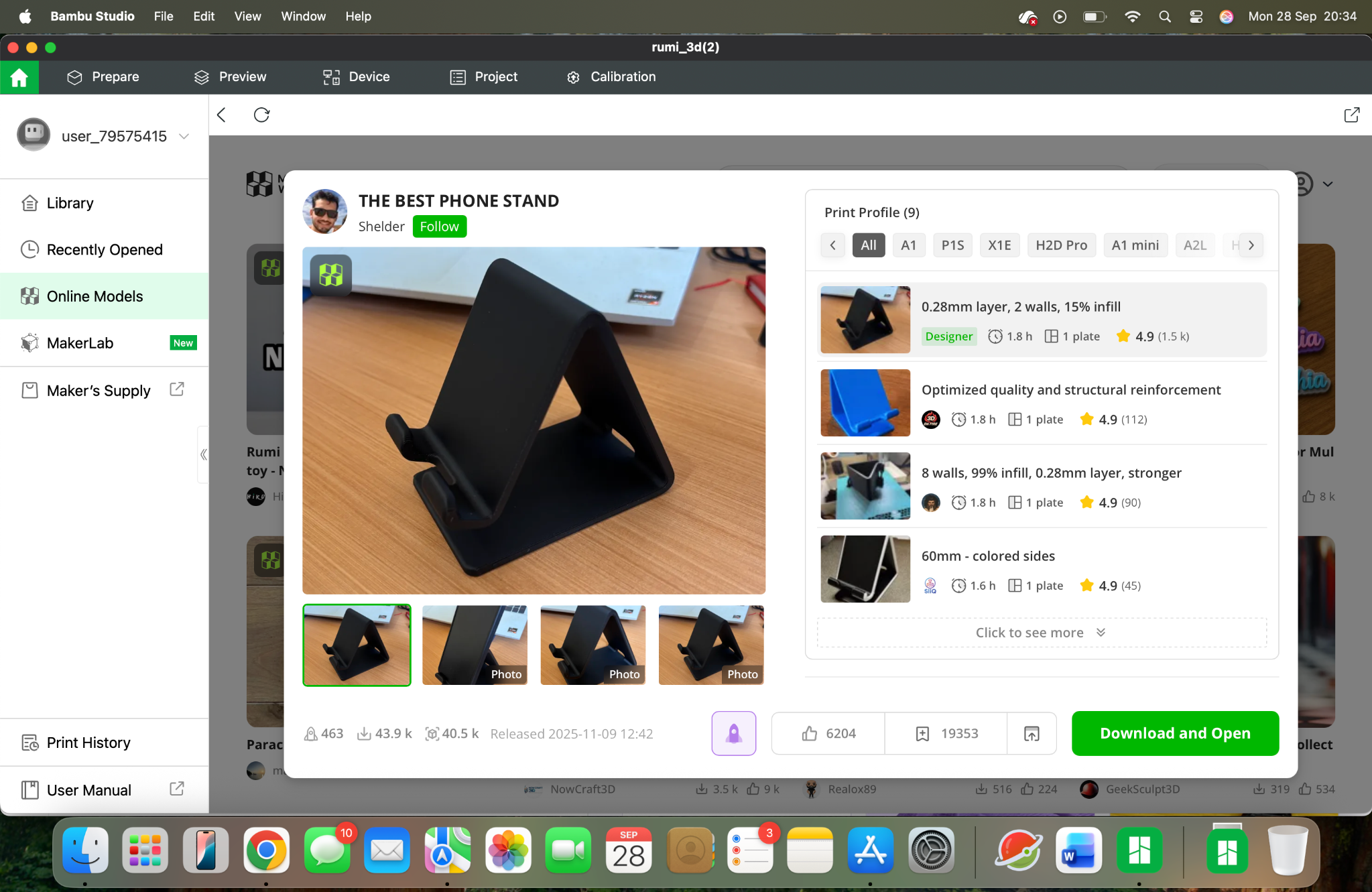 Supplied model preview: Phone stand